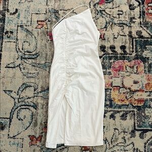 Revolve Superdown White One Shoulder Ruched Sheath Dress